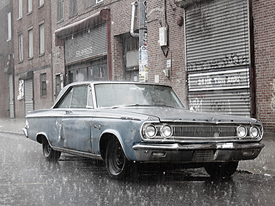 Car in the rain