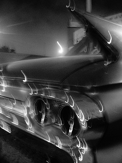 Car fins at night